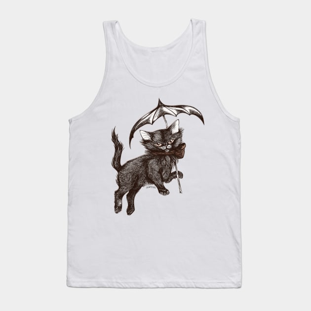 Umbrella Kitten Tank Top by Crowtesque